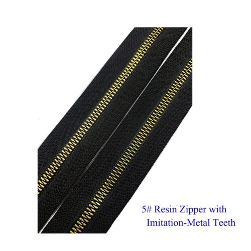 High Quality Metallic Zipper 5# Shiny Light Gold Silver Rose Gold Teeth Resin Zip Plastic Zippers for Bag for Garment