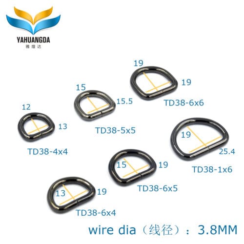 Metal Semi-Circular iron d rings for Hardware Bags Ring DIY Craft Accessories 19mm Black Metal D Ring (TD38-6x6)